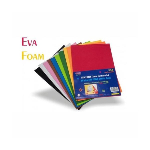 GOMMA EVA AUTOADESIVA 2mm CF.x10 FOGLI A4 COLORI ASSORTITI
