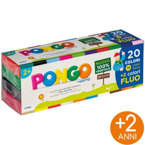 PONGO BY GIOTTO CONFEZIONE 1KG 20 COLORI 18+2 FLUO