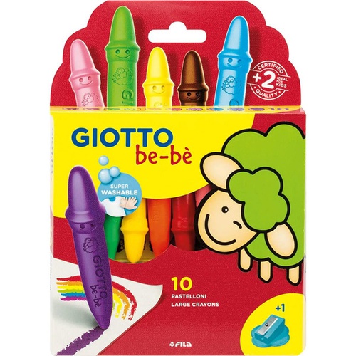 PASTELLI A CERA GIOTTO BE-BE' x10 + APPUNTAPASTELLI