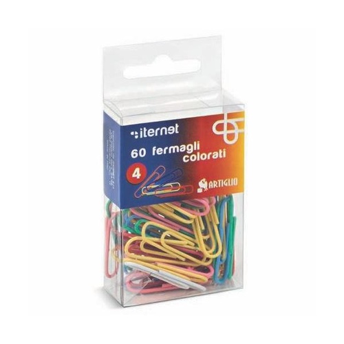 BLISTER FERMAGLI COLORATI PLASTIFICATI ITERNET N.4 x60